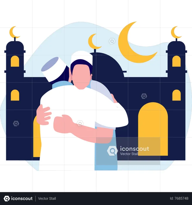 Muslim people celebrating Eid  Illustration