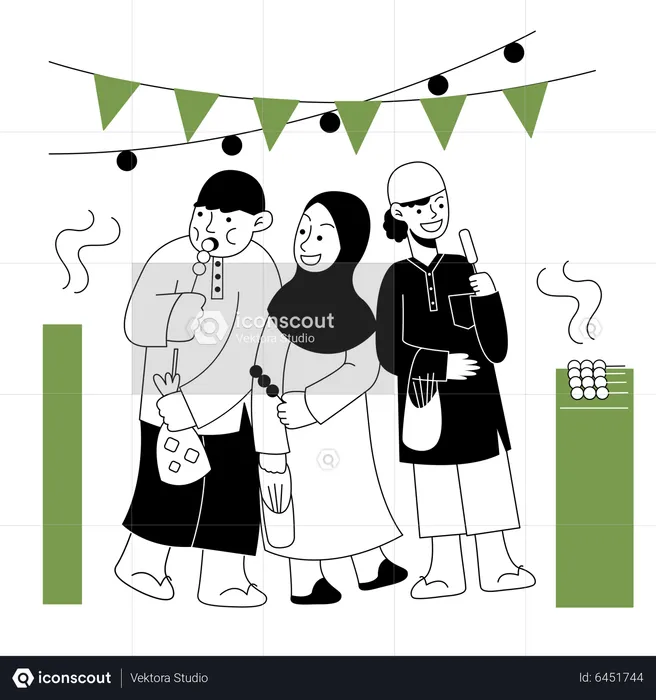 Muslim people celebrating Ramadan festival  Illustration