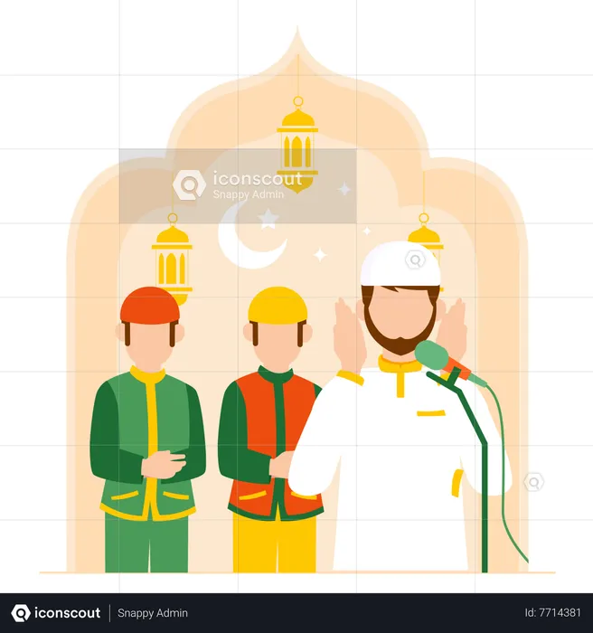 Muslim people doing namaz  Illustration