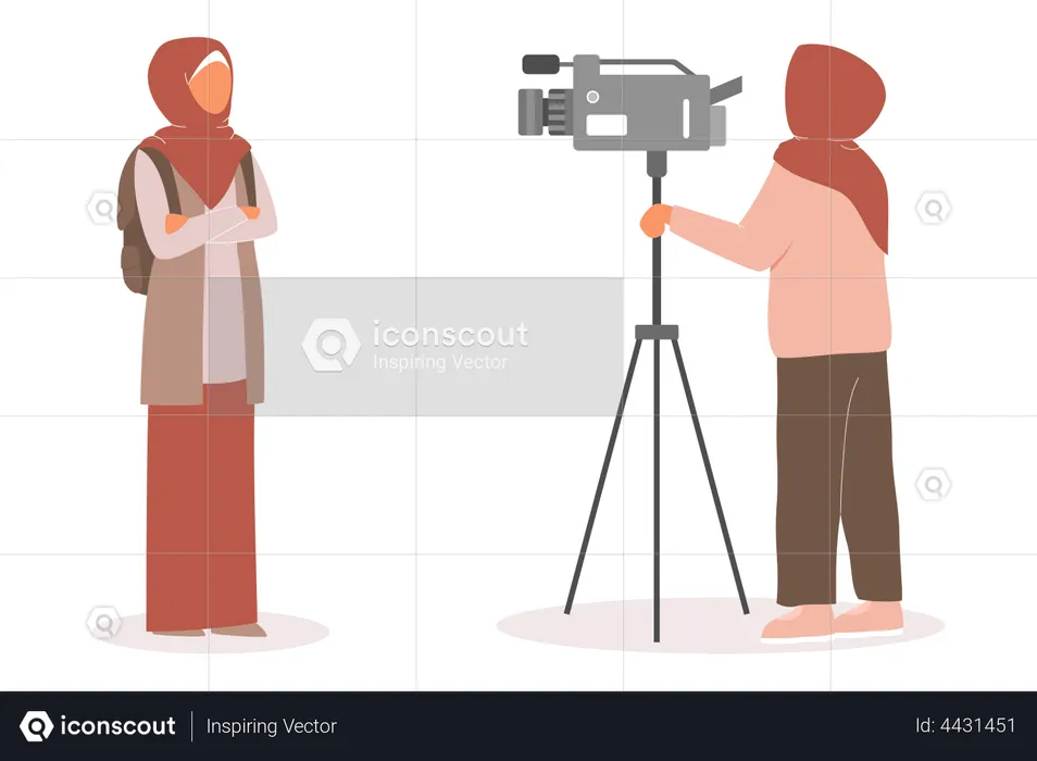 Muslim TV journalist or news reporter  Illustration