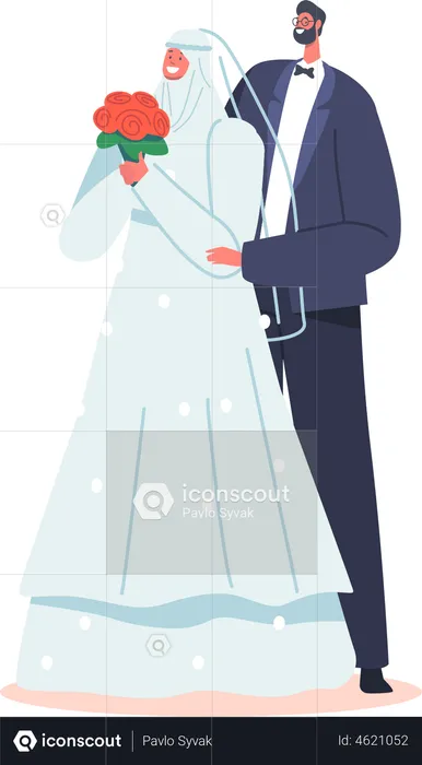 Muslim Wedding Couple  Illustration