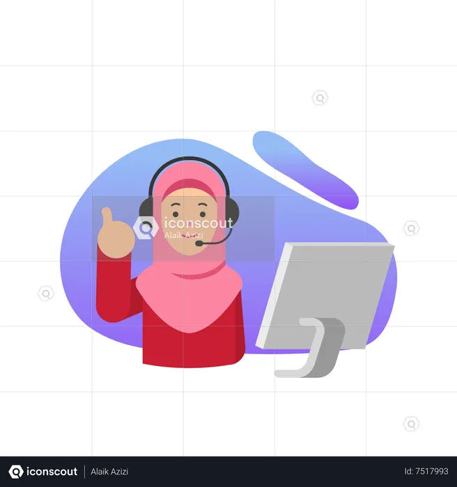 Muslim woman Customer care employee  Illustration