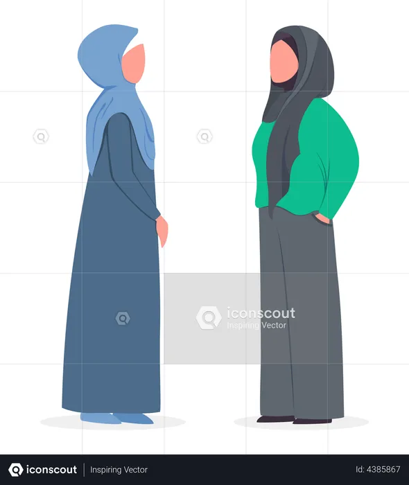 Muslim woman doing gossip  Illustration