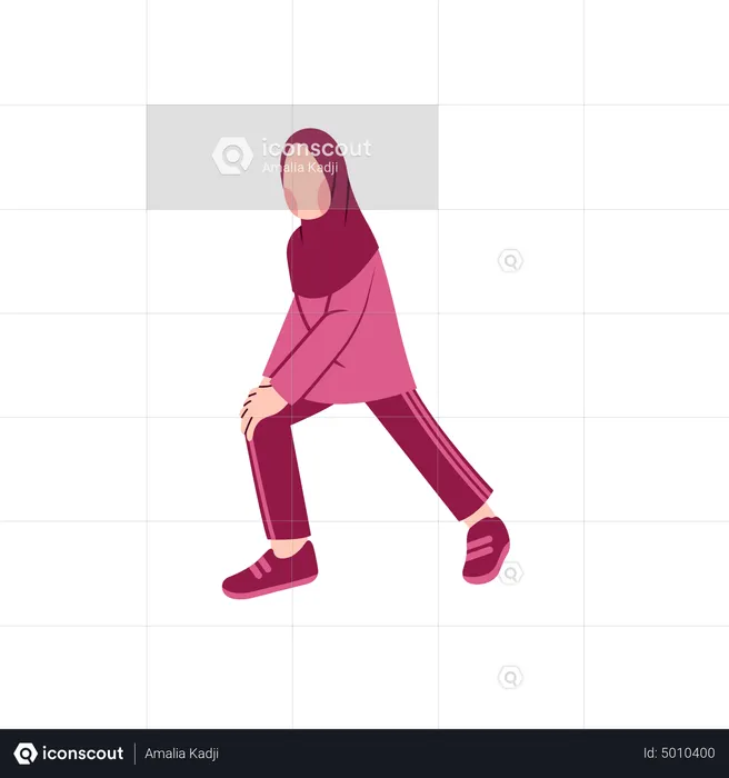 Muslim woman Doing Leg Stretching  Illustration