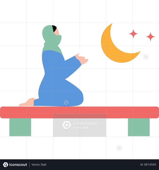 Muslim woman doing prayer  Illustration