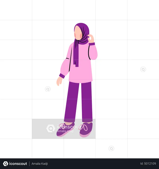 Muslim woman give pose  Illustration