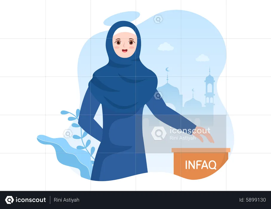 Muslim Woman Giving Alms  Illustration