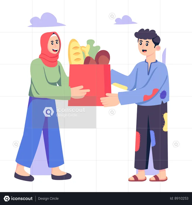 Muslim woman Giving Food  Illustration
