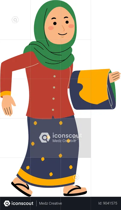 Muslim woman go to mosque  Illustration