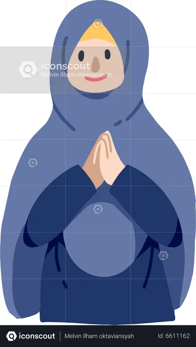 Best Muslim woman greeting Illustration download in PNG & Vector format