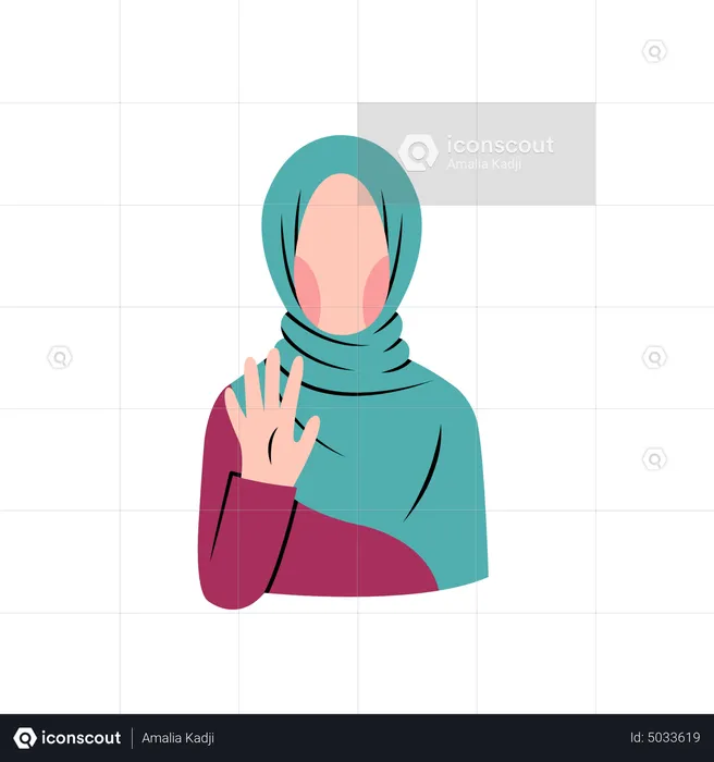 Muslim woman greeting with hello  Illustration