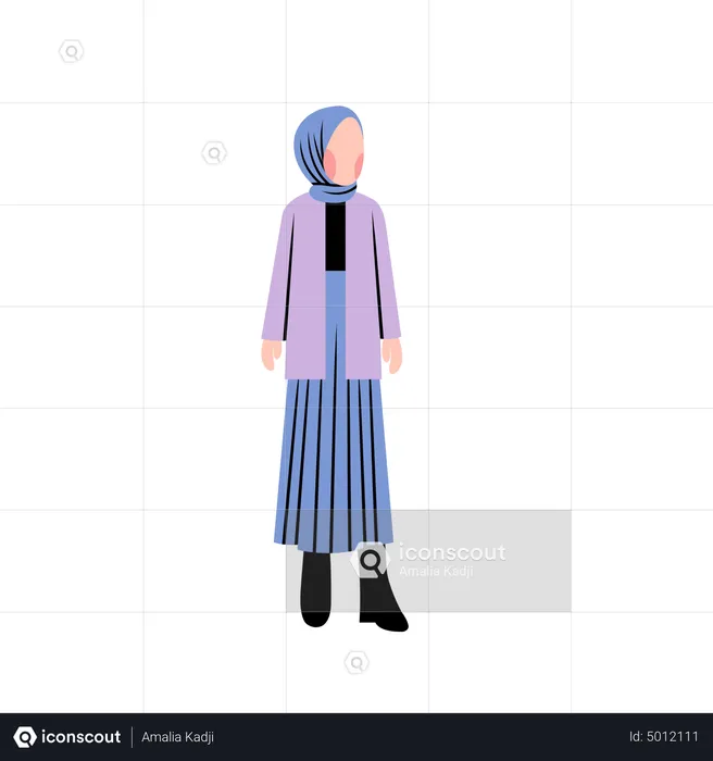Muslim woman in pose  Illustration