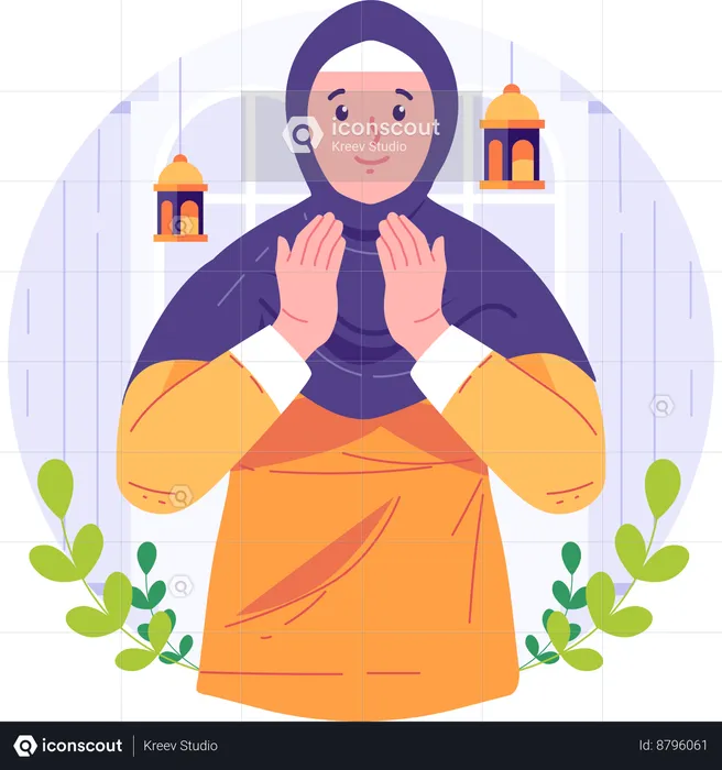 Muslim Woman Praying  Illustration