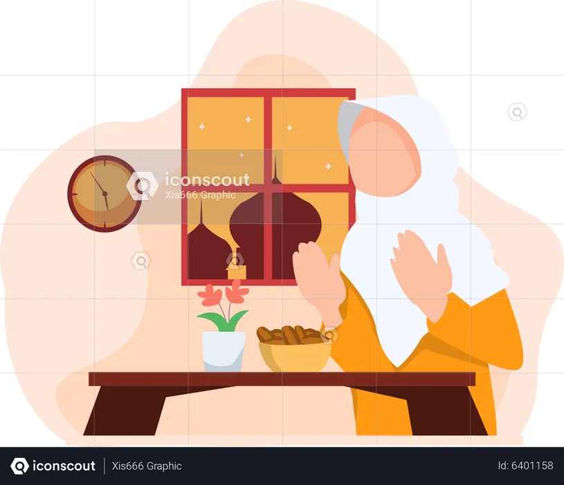 Muslim woman praying  Illustration