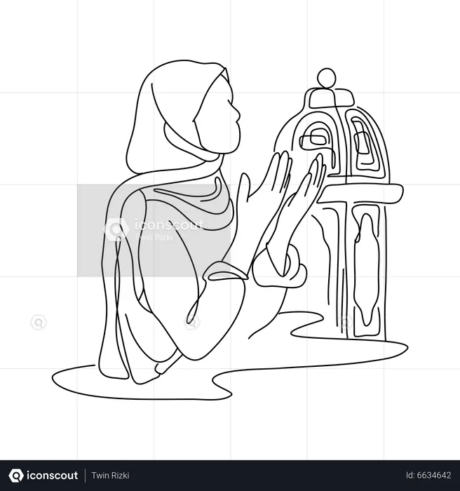 Muslim woman praying  Illustration