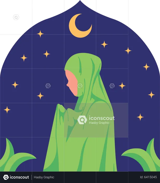 Muslim woman praying  Illustration