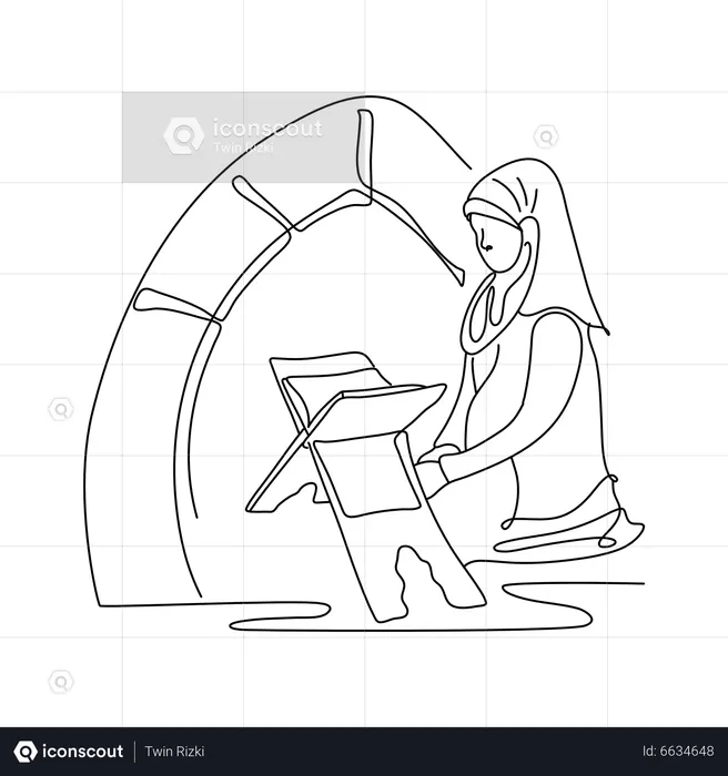 Muslim woman read Quran  Illustration