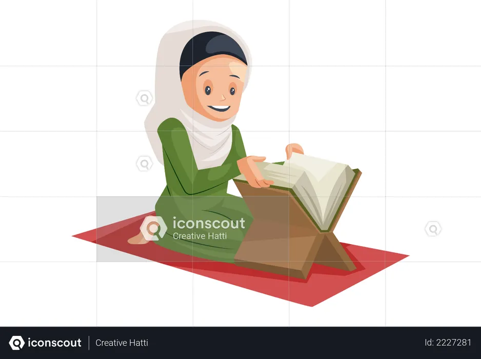 Muslim Woman reading quran  Illustration