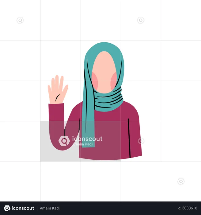 Muslim woman say hello  Illustration
