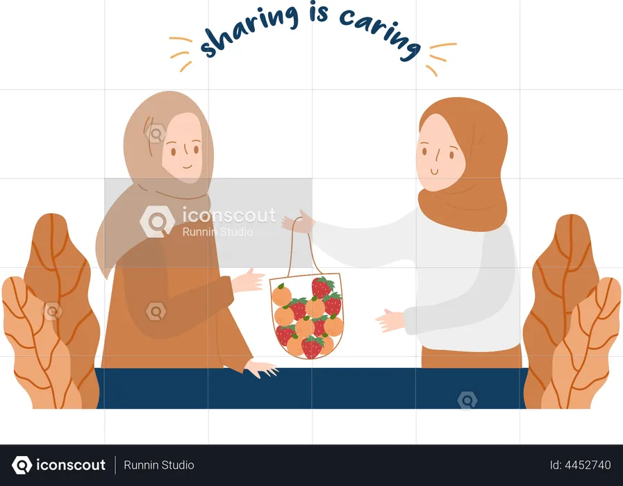Muslim Woman Sharing With Other  Illustration