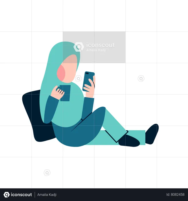 Muslim Woman Shopping Online  Illustration