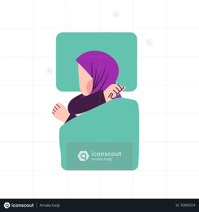 Muslim woman sleeping  Illustration