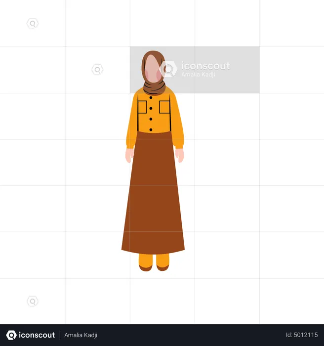 Muslim woman standing  Illustration
