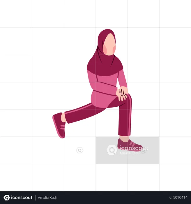 Muslim Woman Stretching  Illustration