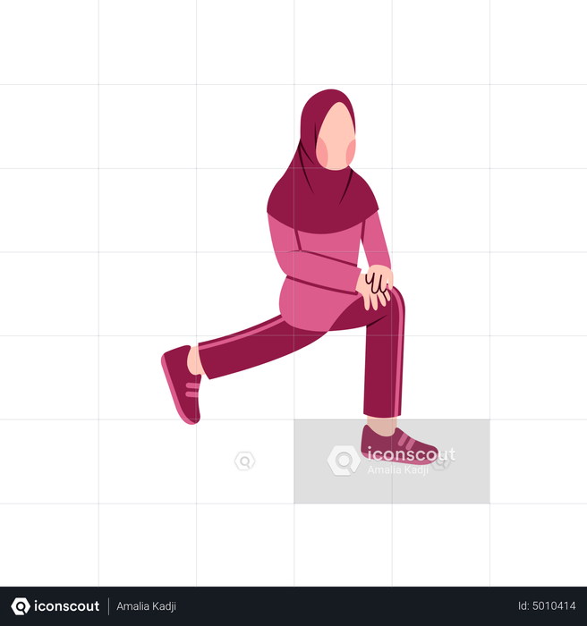 Best Premium Muslim Woman Stretching Illustration download in PNG ...