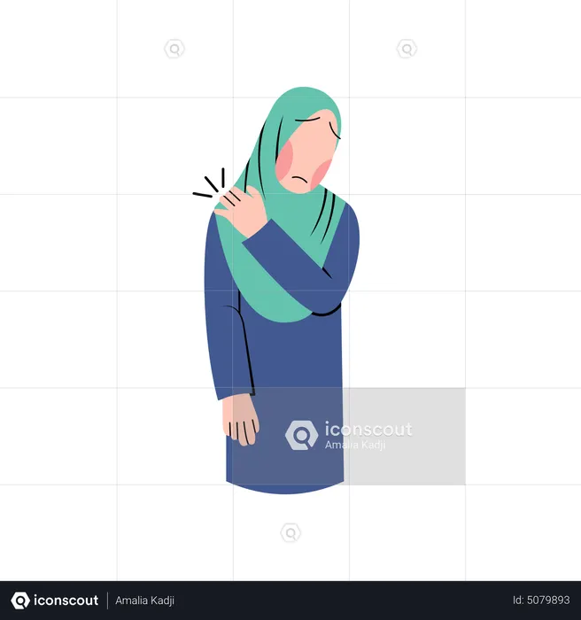 Muslim woman suffering from shoulder pain  Illustration