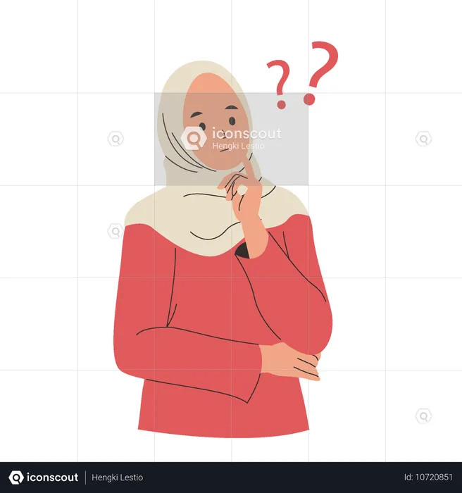 Muslim woman thinking  Illustration