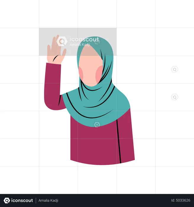 Muslim woman wave hand  Illustration