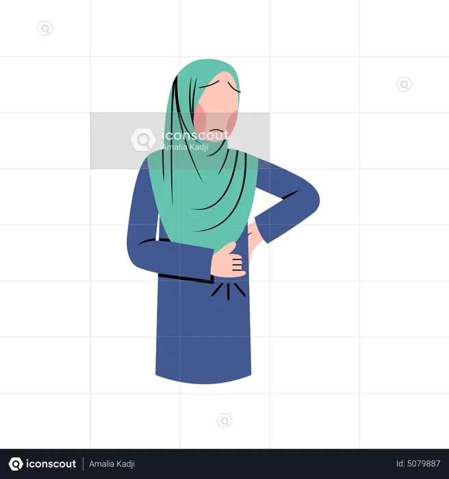 Muslim woman with hip pain  Illustration
