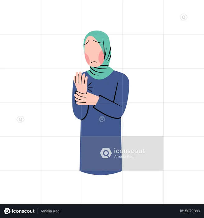 Muslim woman with wrist pain  Illustration