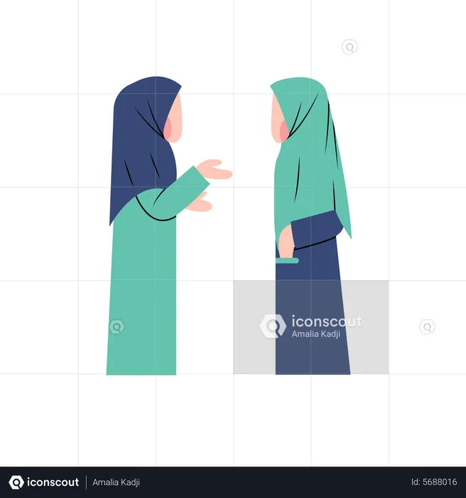 Muslim Women Talking  Illustration