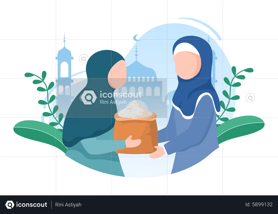 Muslime geben Almosen  Illustration