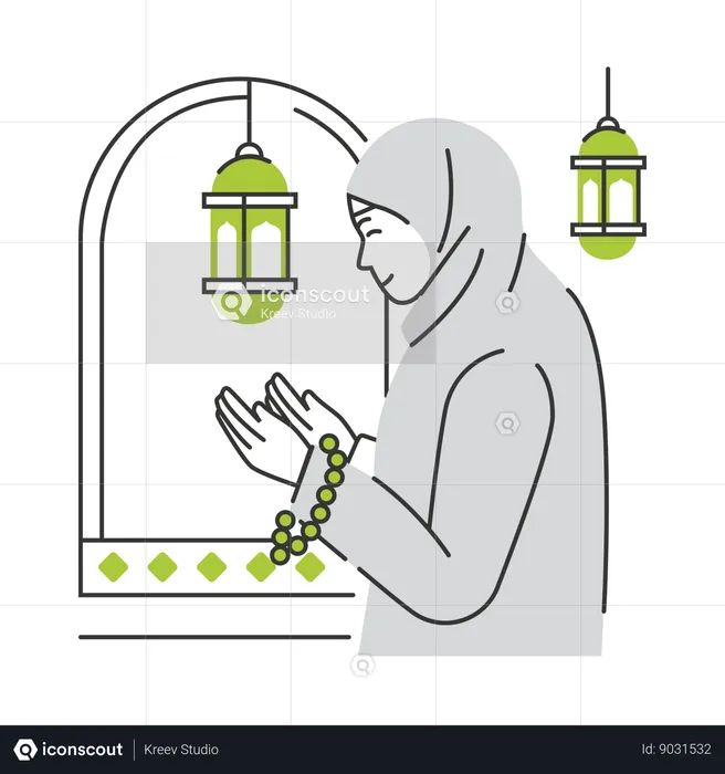 Muslimische Frau betet während des Ramadan  Illustration