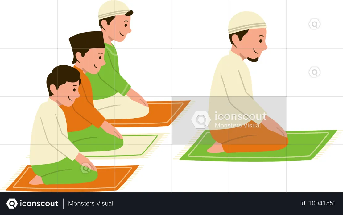 Muslimische Männer versammeln sich zum Gebet in der Moschee  Illustration