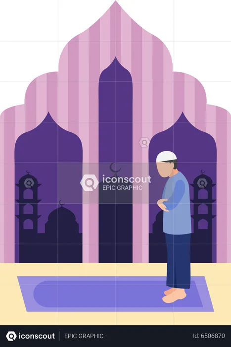 Muslimischer Mann beim Namaz-Gebet  Illustration