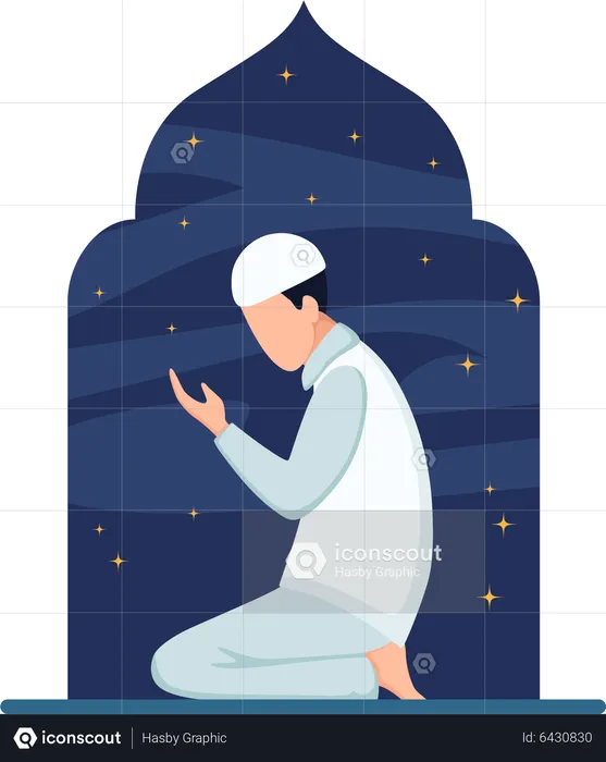 Muslimischer Mann betet zu Allah  Illustration