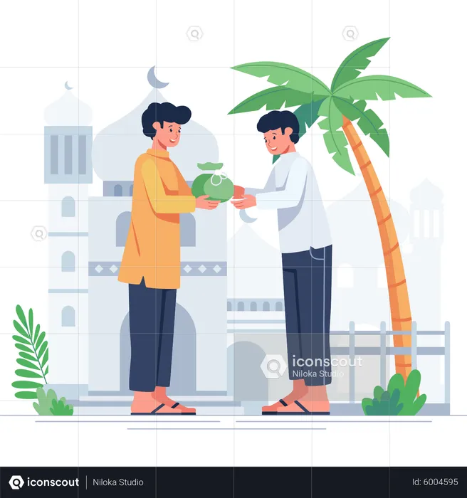 Muslimischer Mann gibt Zakat  Illustration