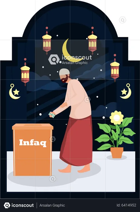 Muslimischer Mann gibt Zakat  Illustration