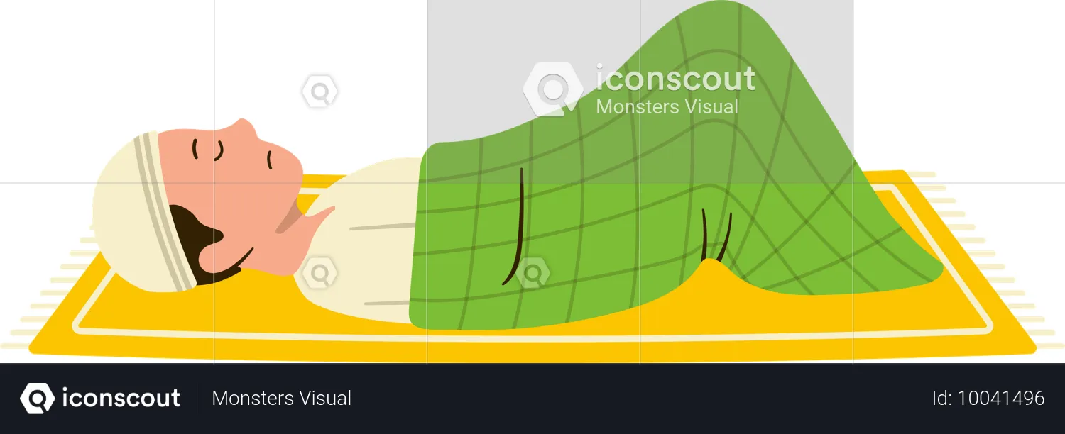 Muslimischer Mann schläft nachts  Illustration