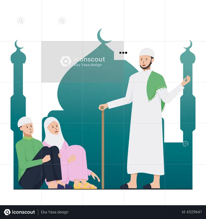 Muslimischer religiöser Führer hält Rede  Illustration
