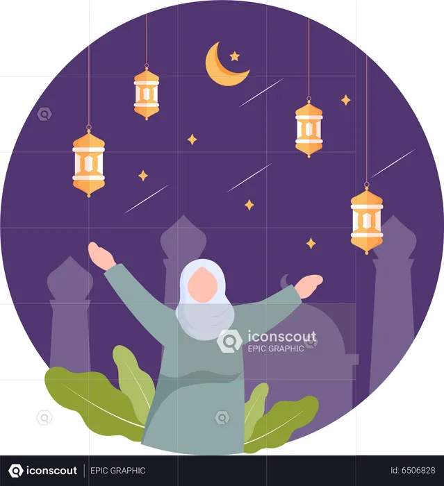 Muslimisches Mädchen genießt das Ramadan-Fest  Illustration