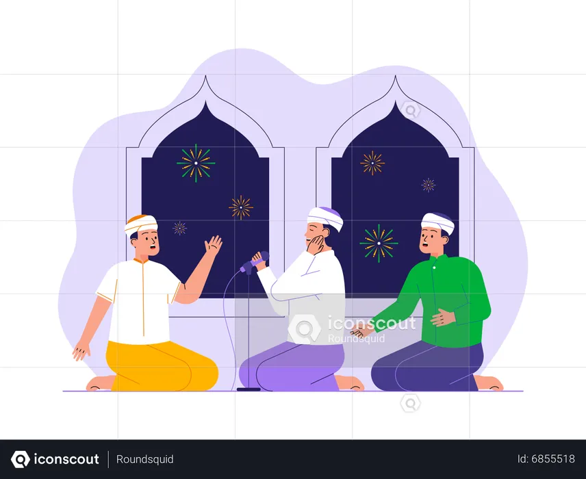Muslims doing singing song in ramadan  Illustration