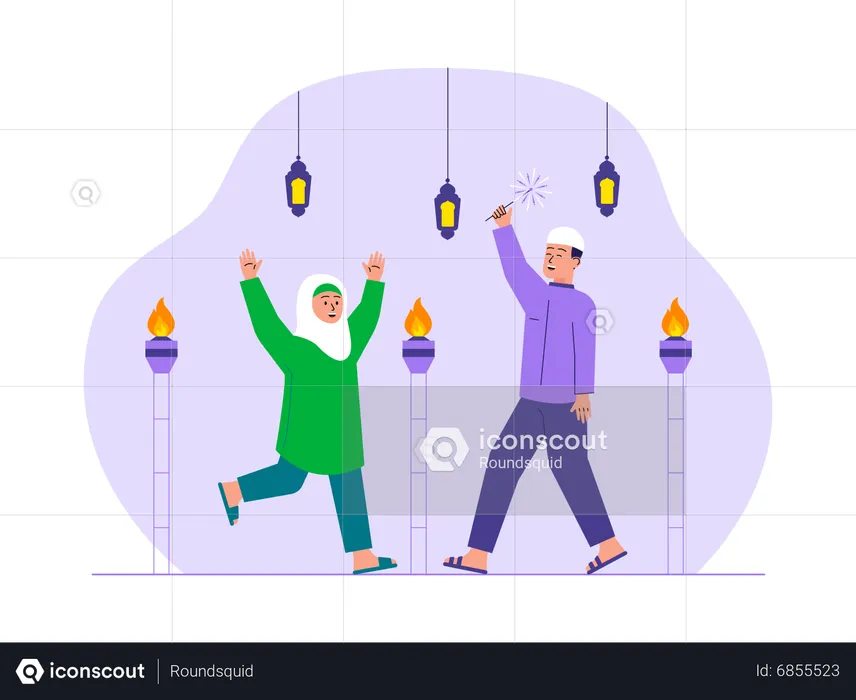 Muslims enjoying ramadan festival  Illustration