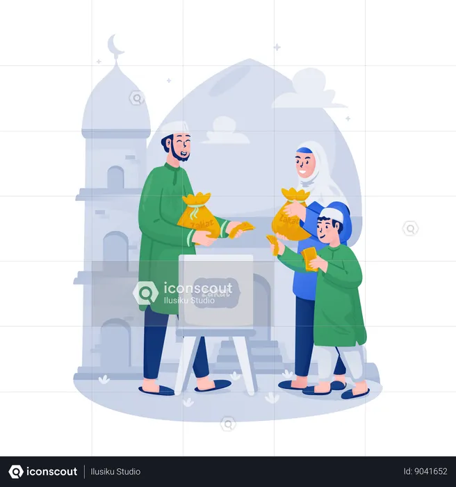 Muslims pay zakat  Illustration