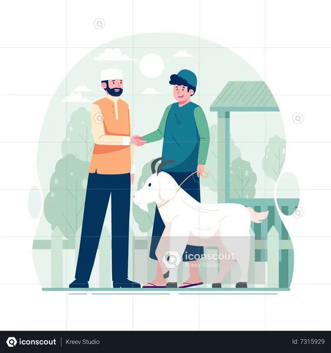 Muslims with goat  Illustration