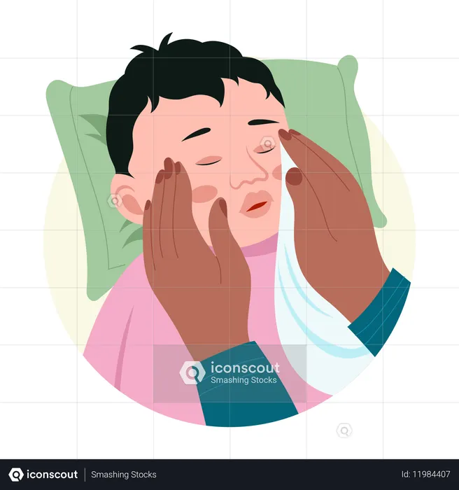 Mutter wischt sanft über das Gesicht des Babys  Illustration